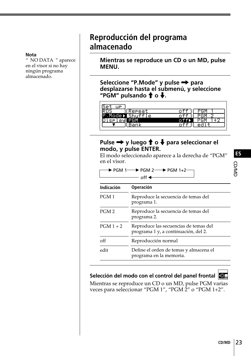 Reproducción del programa almacenado | Sony CDX-C90R User Manual | Page 107 / 170