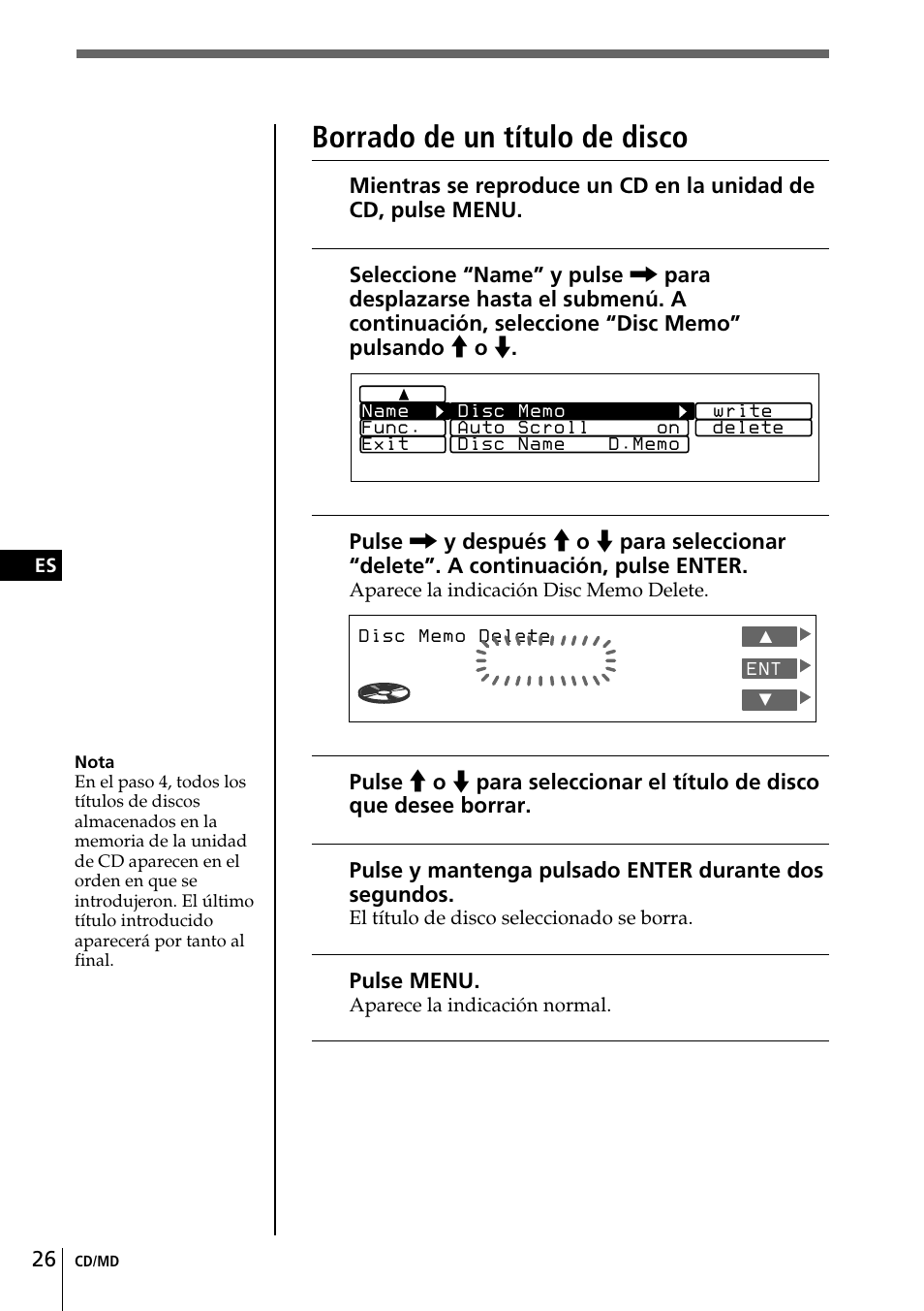 Borrado de un título de disco | Sony CDX-C90R User Manual | Page 110 / 170