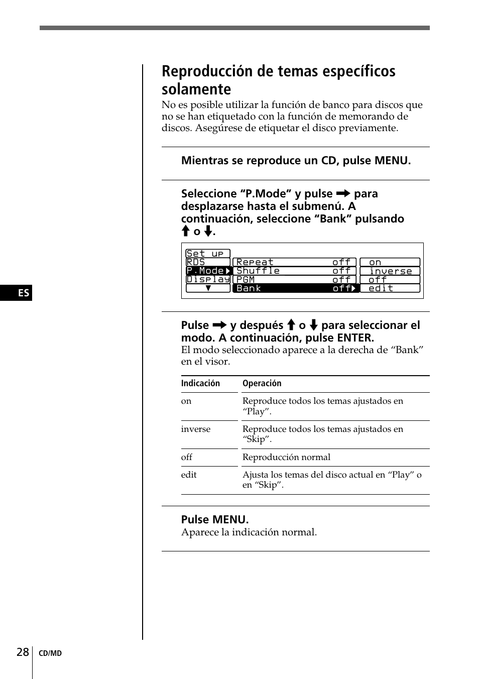 Reproducción de temas específicos solamente | Sony CDX-C90R User Manual | Page 112 / 170