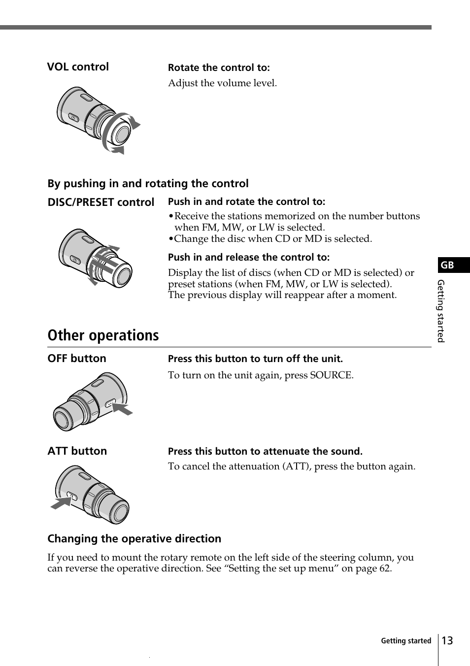 Other operations | Sony CDX-C90R User Manual | Page 13 / 170