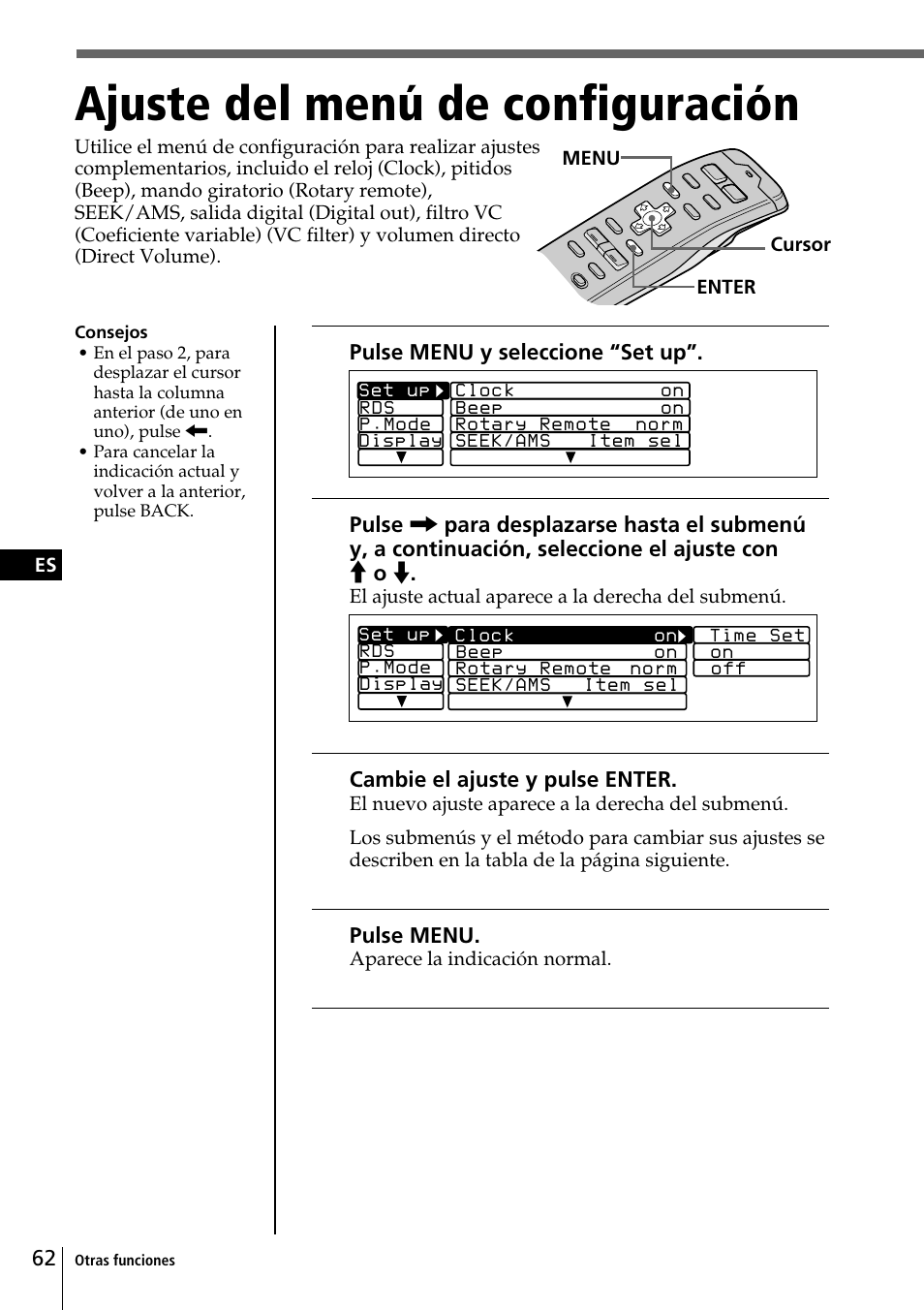 Ajuste del menú de configuración | Sony CDX-C90R User Manual | Page 146 / 170