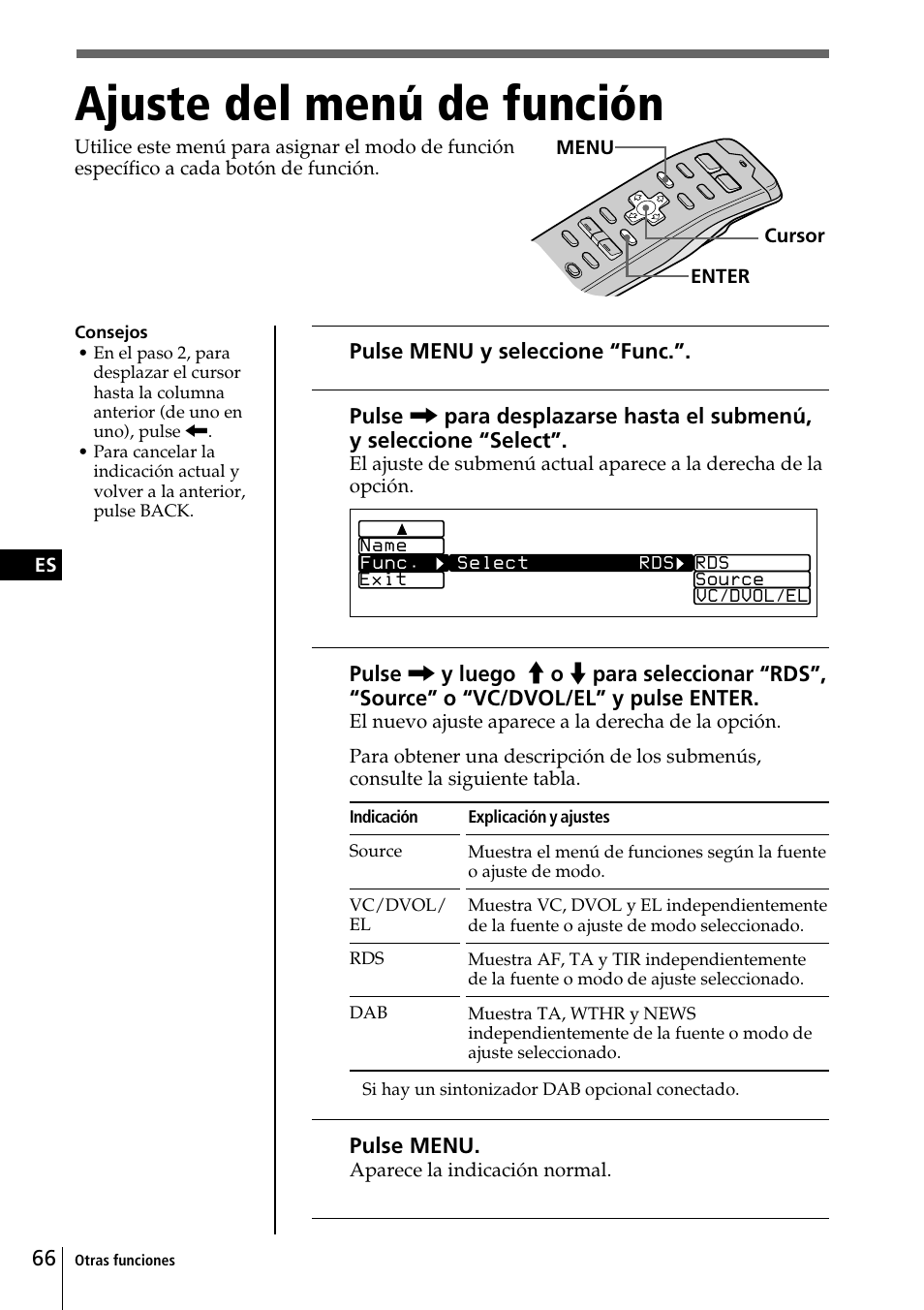 Ajuste del menú de función | Sony CDX-C90R User Manual | Page 150 / 170