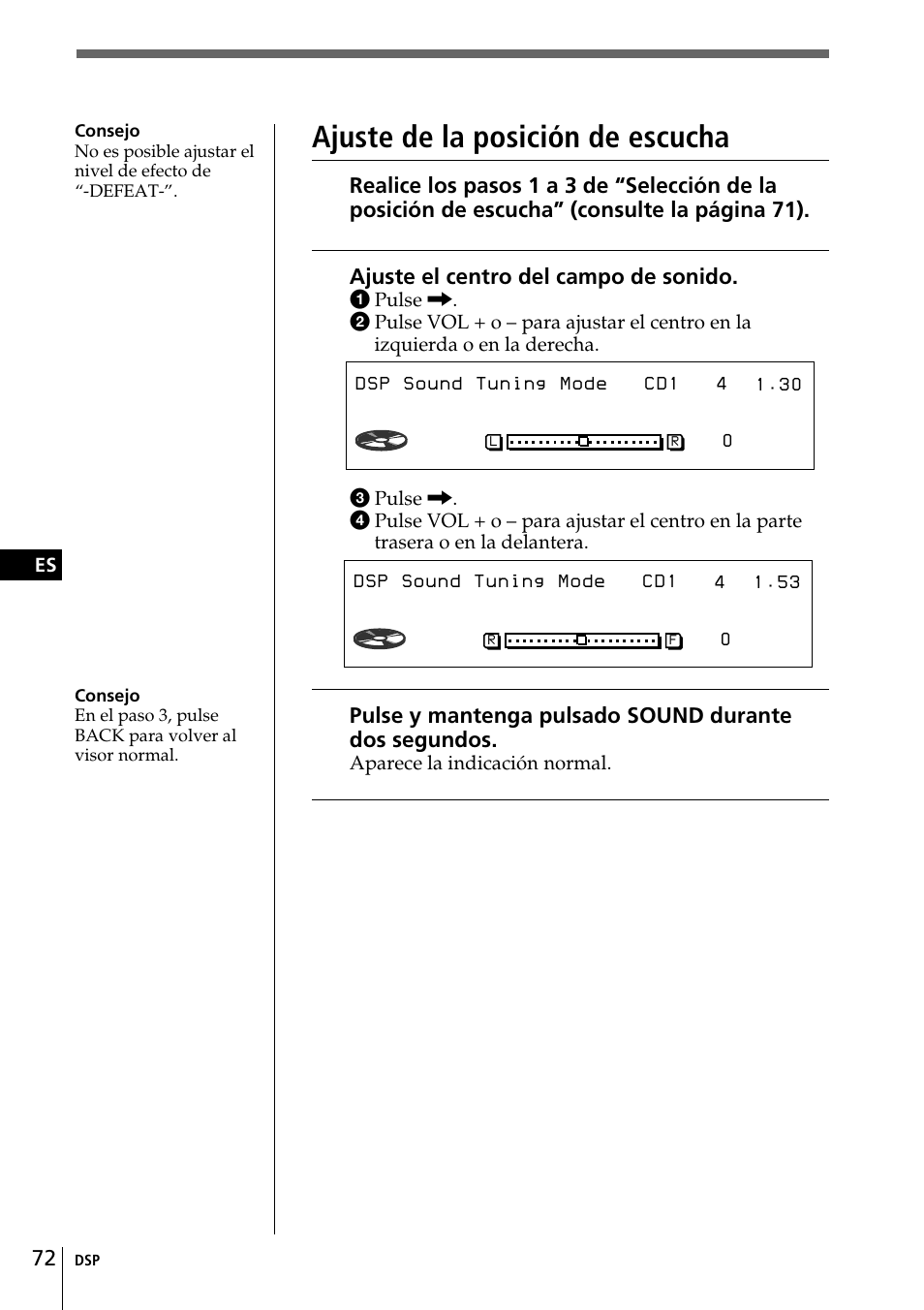 Pos all, Ajuste de la posición de escucha | Sony CDX-C90R User Manual | Page 156 / 170