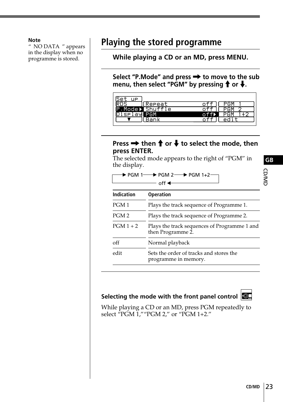 Playing the stored programme | Sony CDX-C90R User Manual | Page 23 / 170