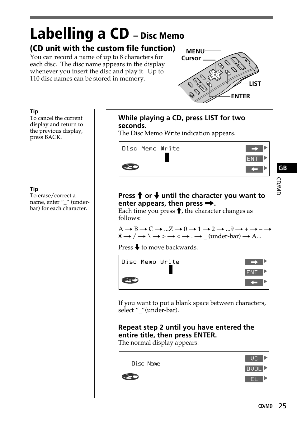 Labelling a cd, Sonypops cd1 | Sony CDX-C90R User Manual | Page 25 / 170