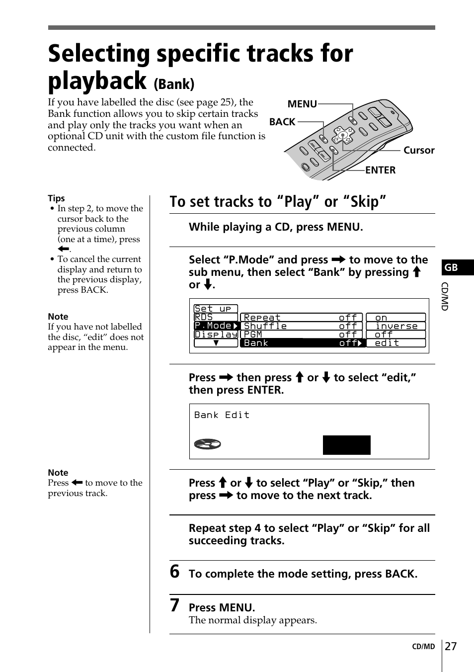 Selecting specific tracks for playback, 3cd1 schubert, P l a y | Bank) | Sony CDX-C90R User Manual | Page 27 / 170