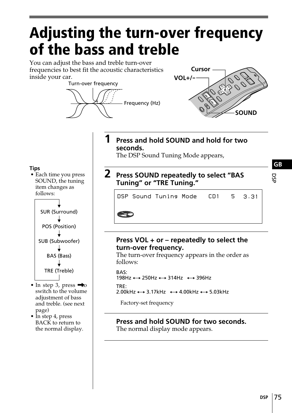 Bas tuning 250hz | Sony CDX-C90R User Manual | Page 75 / 170
