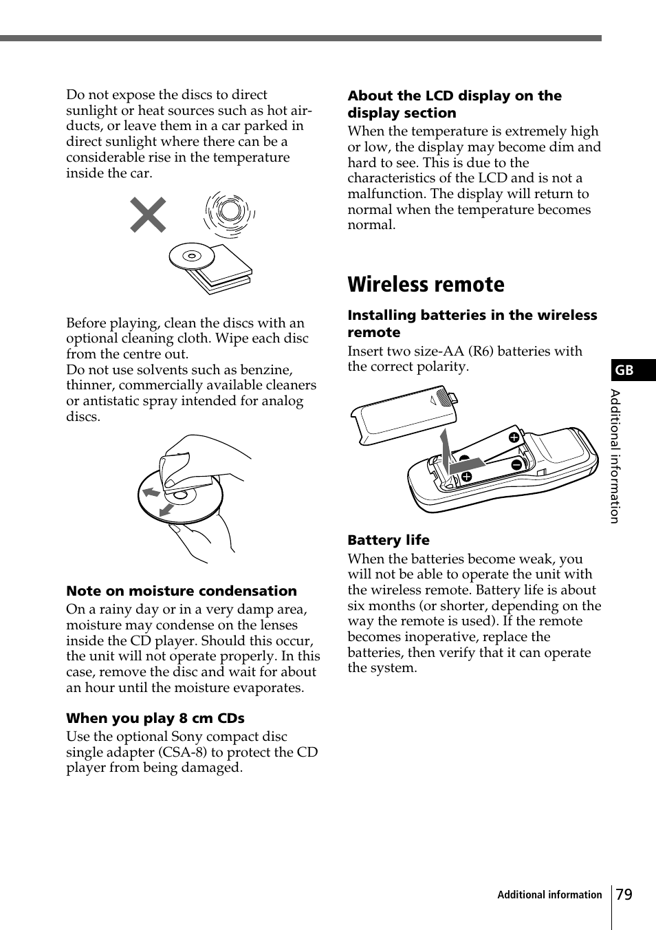 Wireless remote | Sony CDX-C90R User Manual | Page 79 / 170