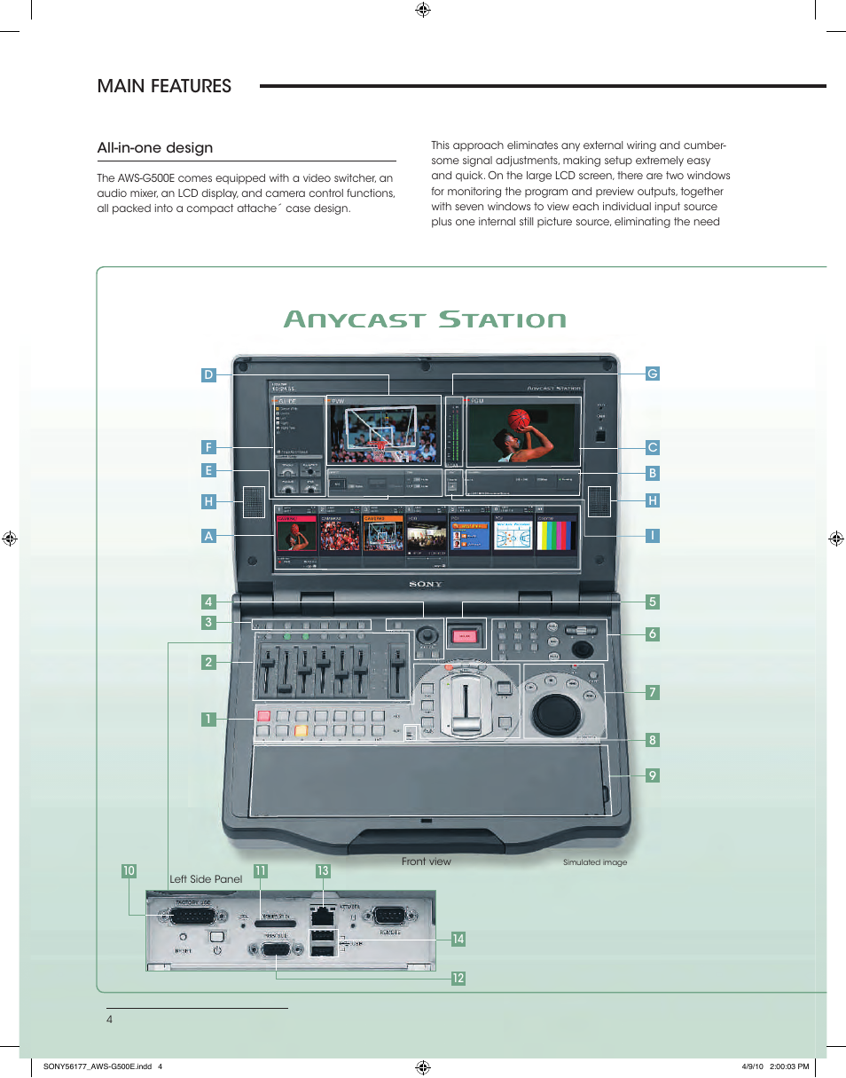 Main features | Sony AWS-G500E User Manual | Page 4 / 12