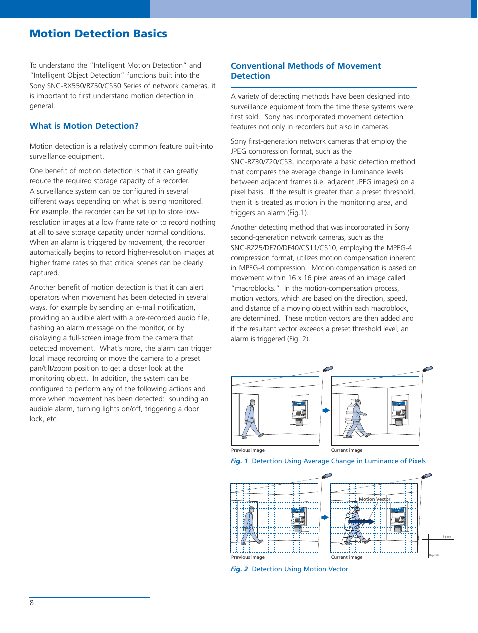 Motion detection basics, What is motion detection, Conventional methods of movement detection | Sony SNC-CS50P User Manual | Page 8 / 16