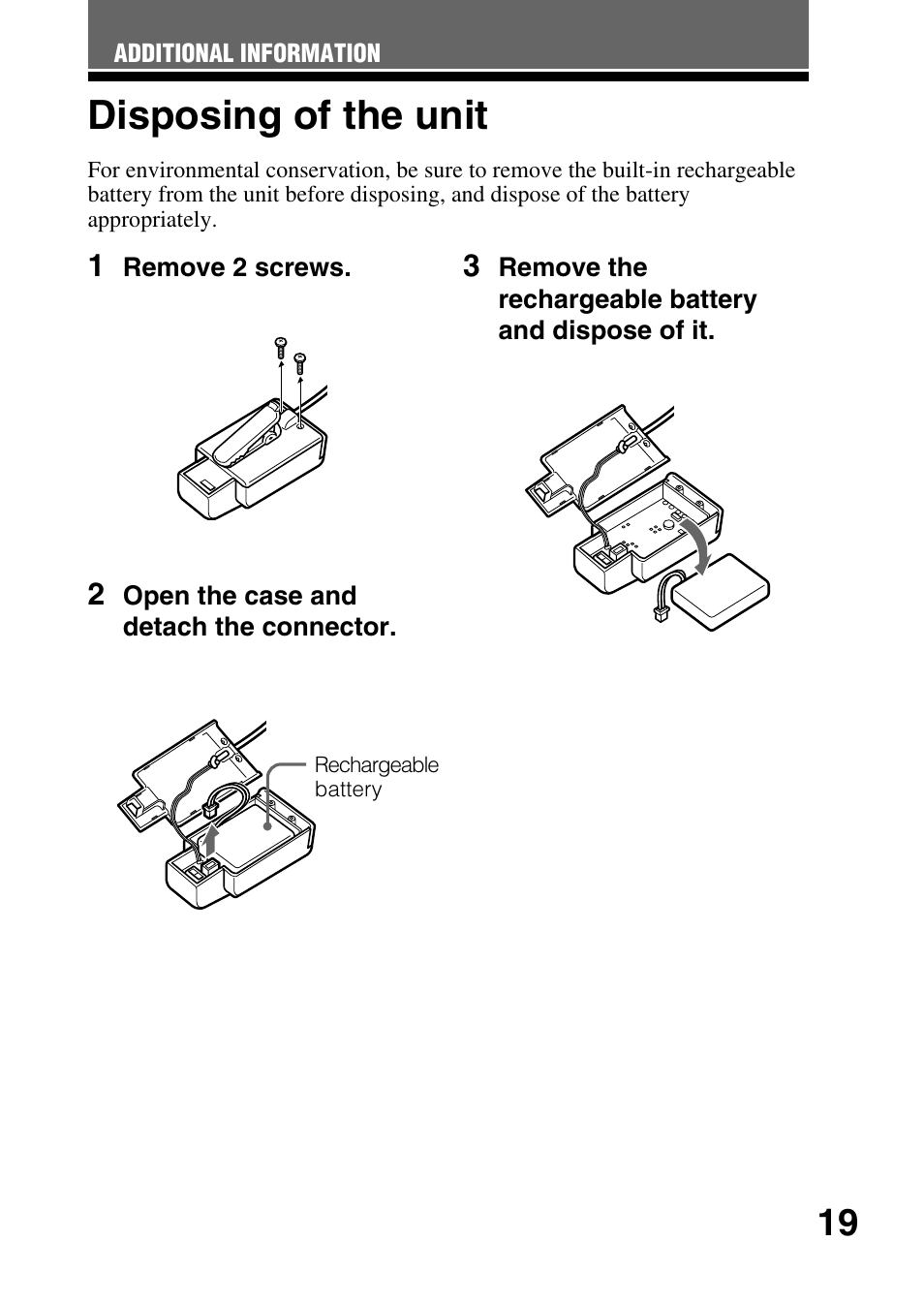 Disposing of the unit | Sony DR-BT10CX User Manual | Page 19 / 28