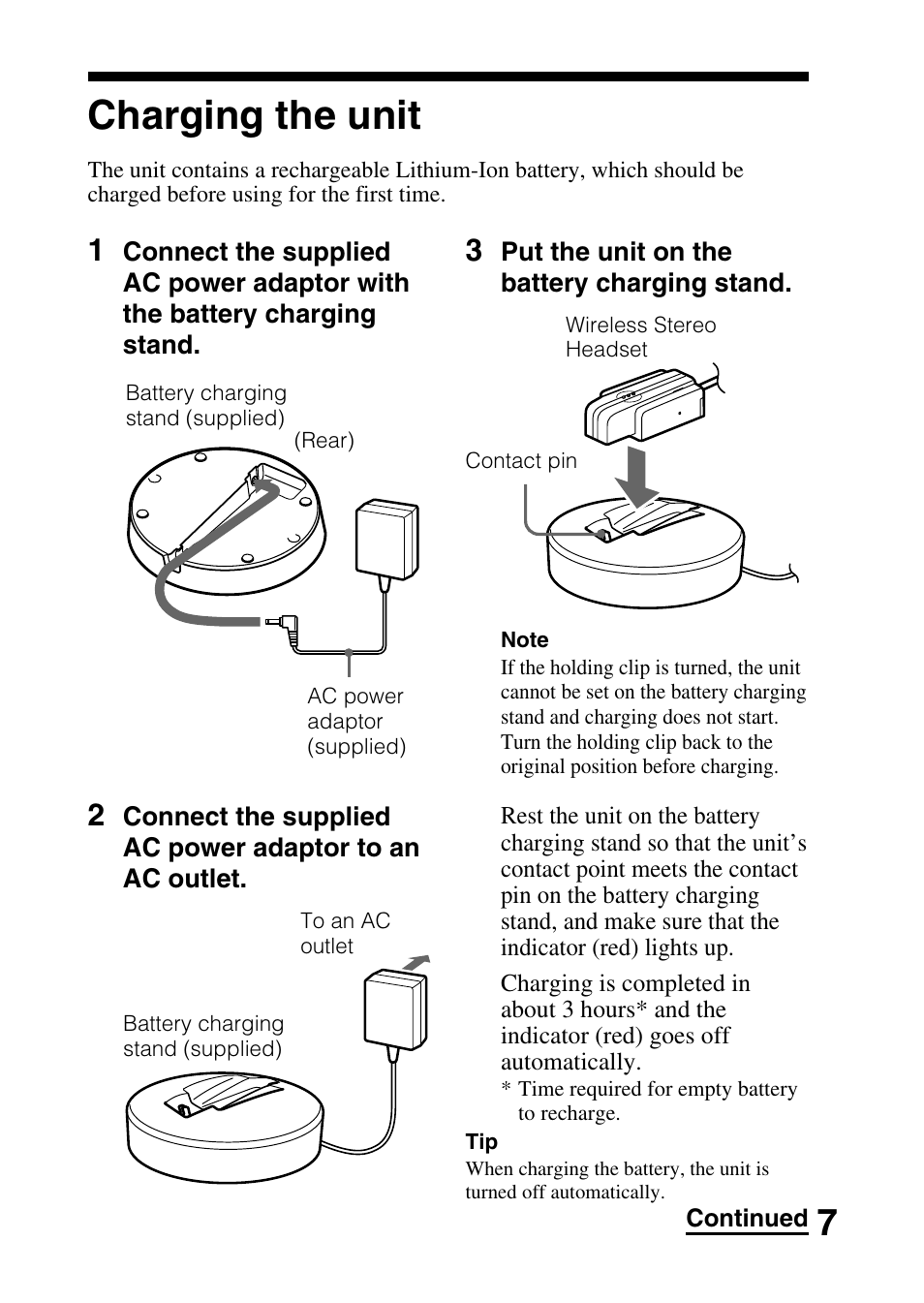 Charging the unit | Sony DR-BT10CX User Manual | Page 7 / 28