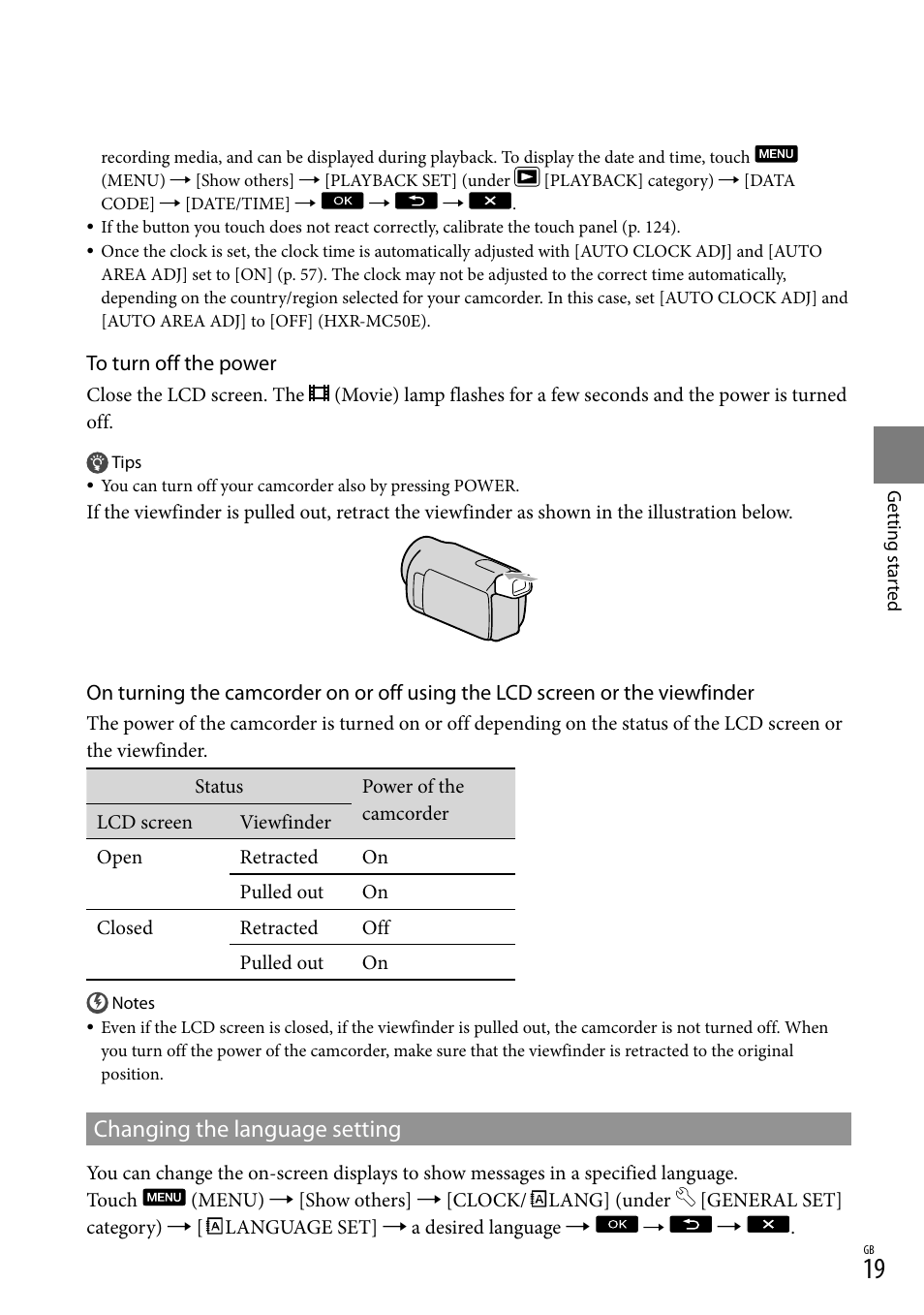 Changing the language setting | Sony 4-191-794-11(1) User Manual | Page 19 / 139