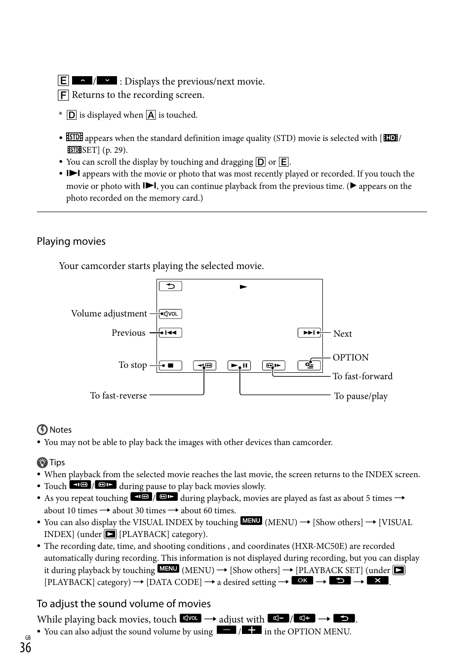 Playing movies | Sony 4-191-794-11(1) User Manual | Page 36 / 139