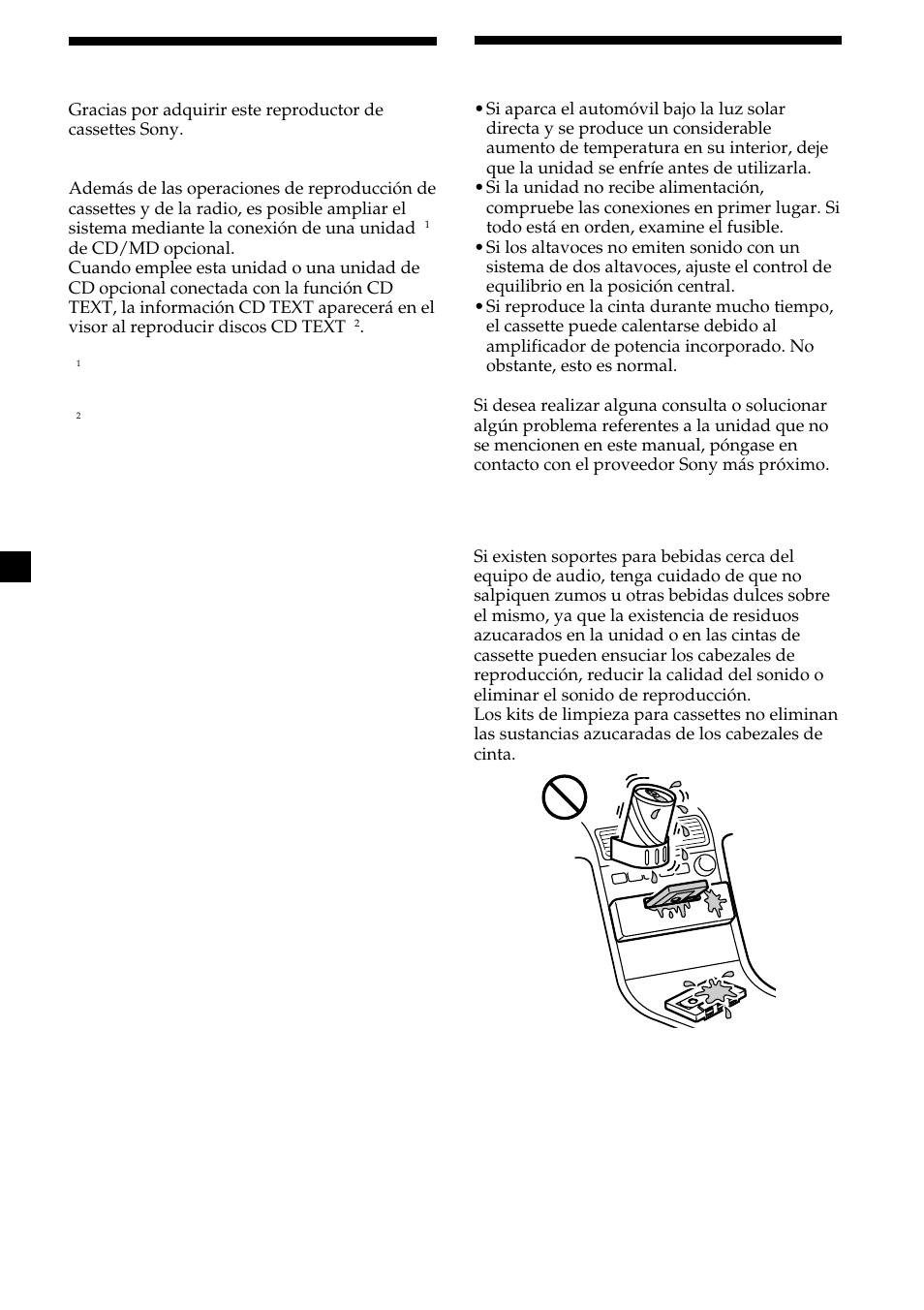 Bienvenido! precauciones | Sony XR-L200 User Manual | Page 24 / 112