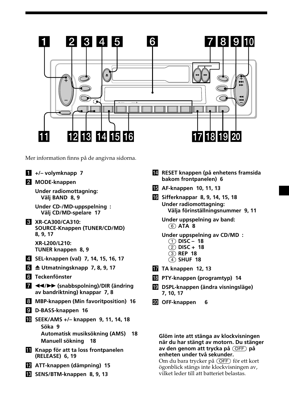 5reglagens placering | Sony XR-L200 User Manual | Page 49 / 112