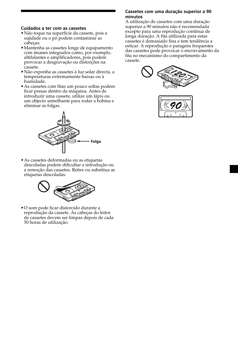 3notas sobre as cassetes | Sony XR-L200 User Manual | Page 69 / 112