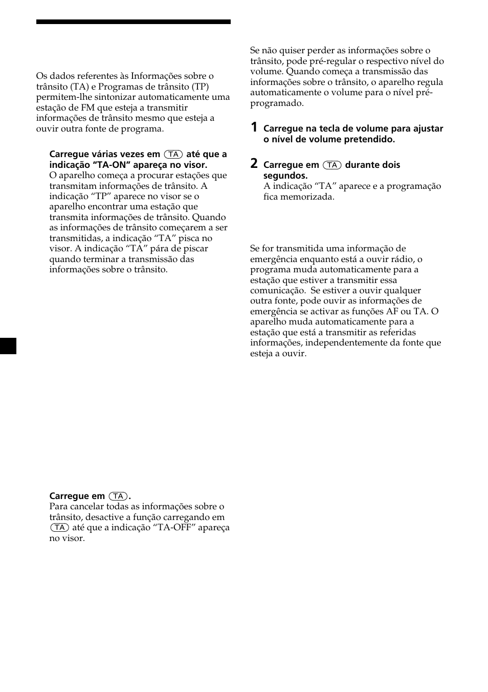 12 ouvir informações sobre a situação do trânsito | Sony XR-L200 User Manual | Page 78 / 112