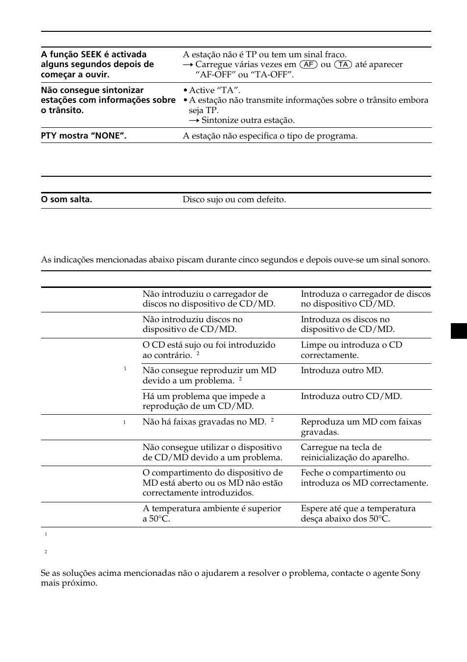No mag no disc error blank reset not ready hi temp | Sony XR-L200 User Manual | Page 89 / 112