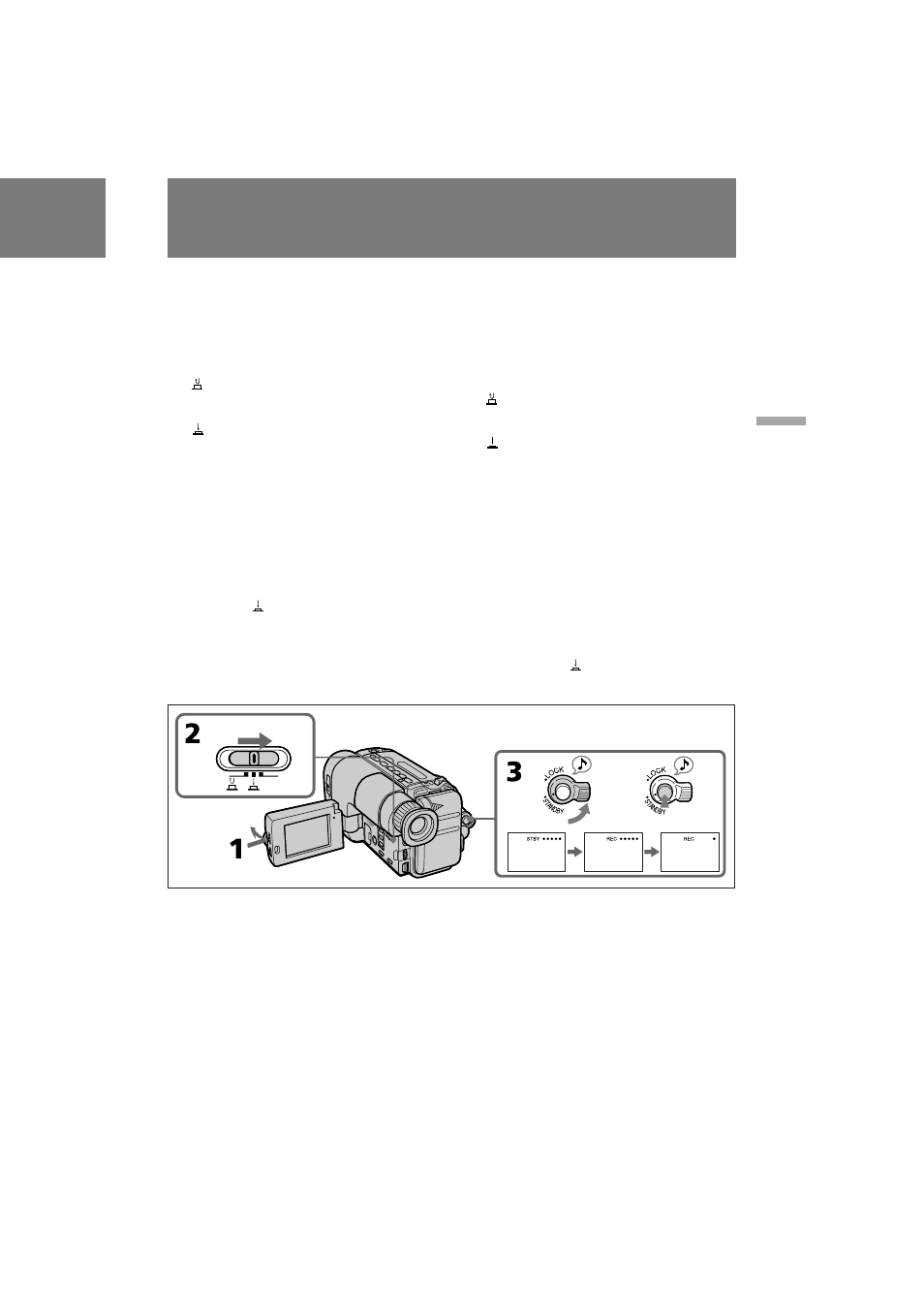 Selecting the start/stop mode, Selección del modo de inicio/parada | Sony CCD-TRV21 User Manual | Page 33 / 72