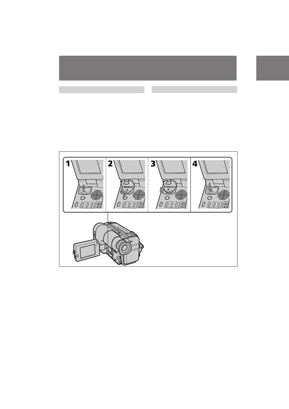 Changing the lithium battery in the camcorder, Reemplazo de la pila de litio de la videocámara | Sony CCD-TRV21 User Manual | Page 42 / 72