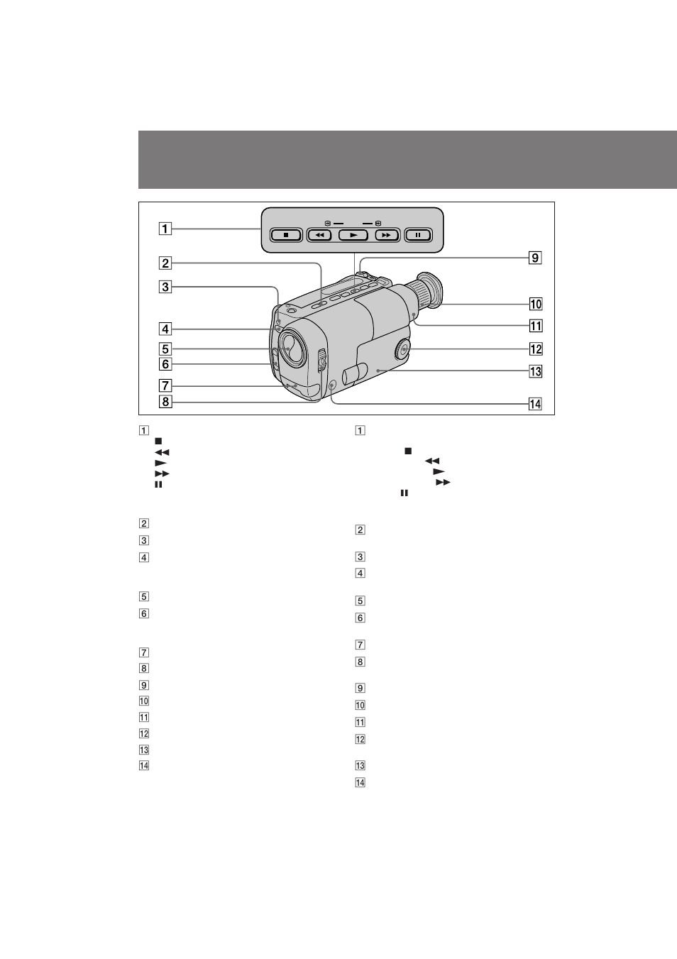 Identifying the parts, Identificación de las partes | Sony CCD-TRV21 User Manual | Page 62 / 72