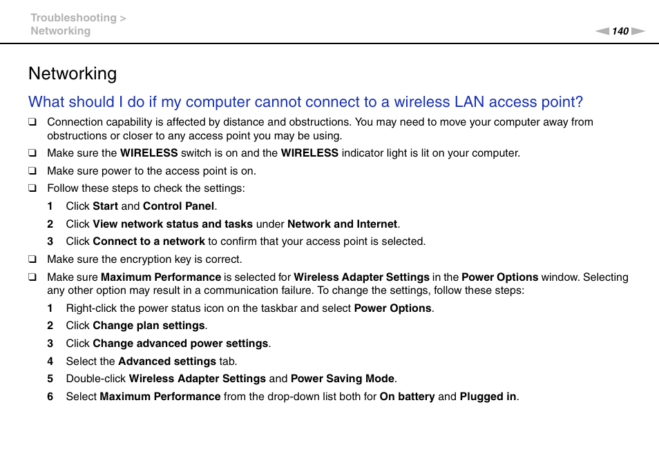 Networking | Sony VAIO VPCCW1 Series User Manual | Page 140 / 168