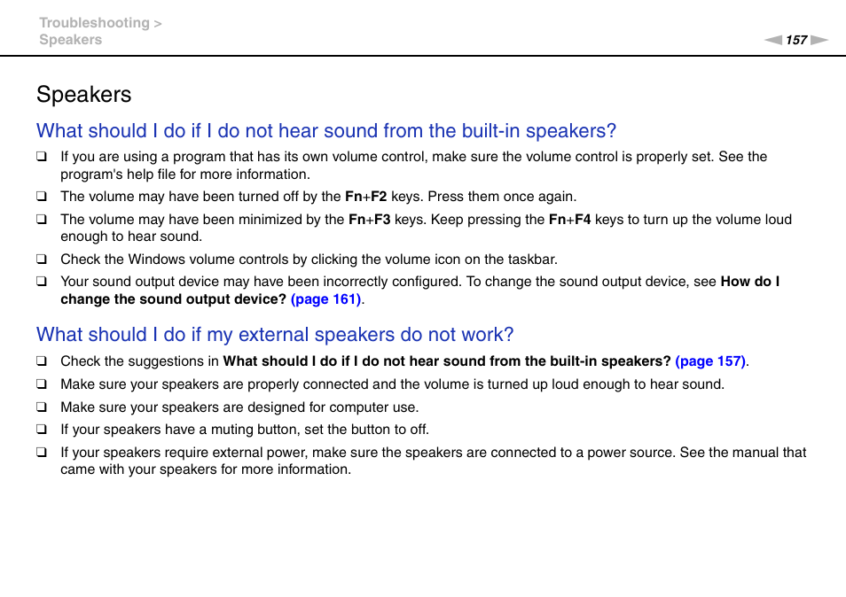 Speakers | Sony VAIO VPCCW1 Series User Manual | Page 157 / 168