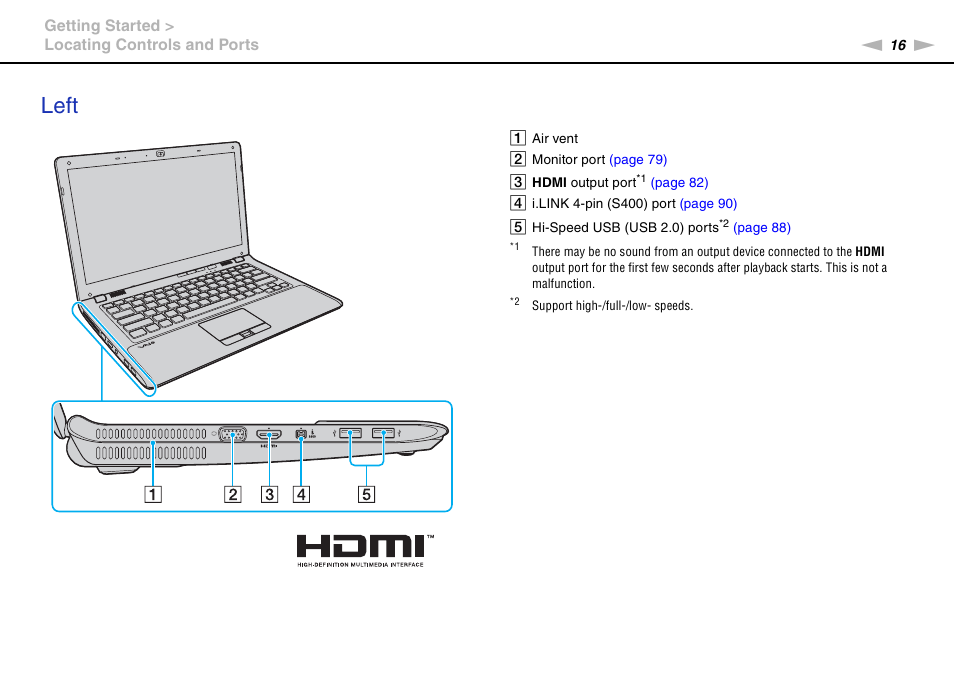 Left | Sony VAIO VPCCW1 Series User Manual | Page 16 / 168