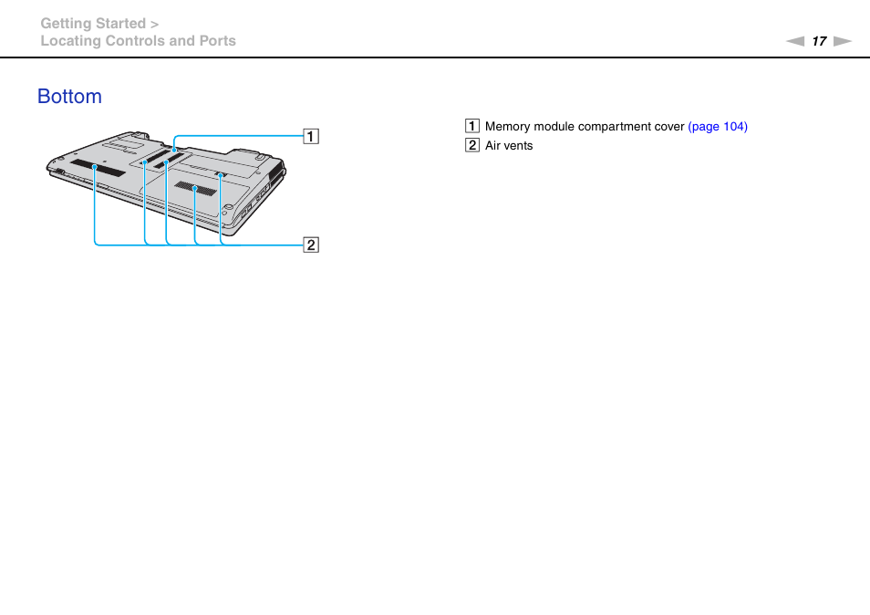 Bottom | Sony VAIO VPCCW1 Series User Manual | Page 17 / 168