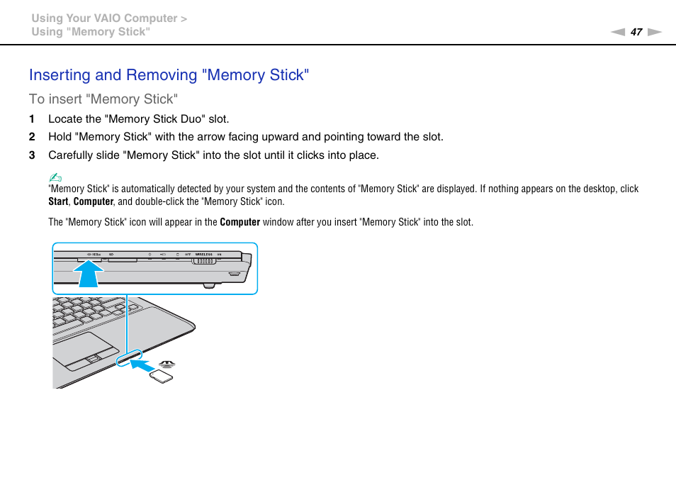 Sony VAIO VPCCW1 Series User Manual | Page 47 / 168