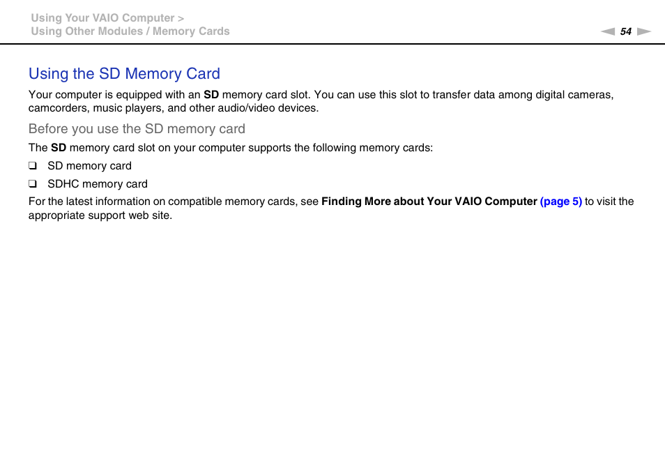 Sony VAIO VPCCW1 Series User Manual | Page 54 / 168