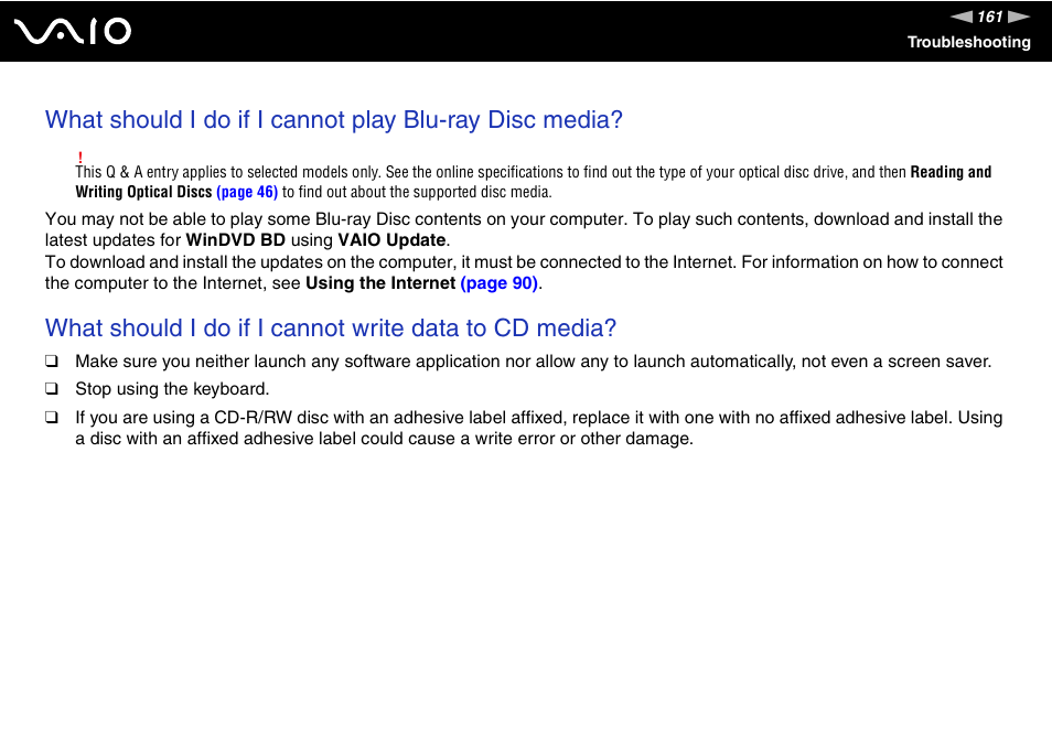 Sony VAIO V G C - LT 2 0 User Manual | Page 161 / 197