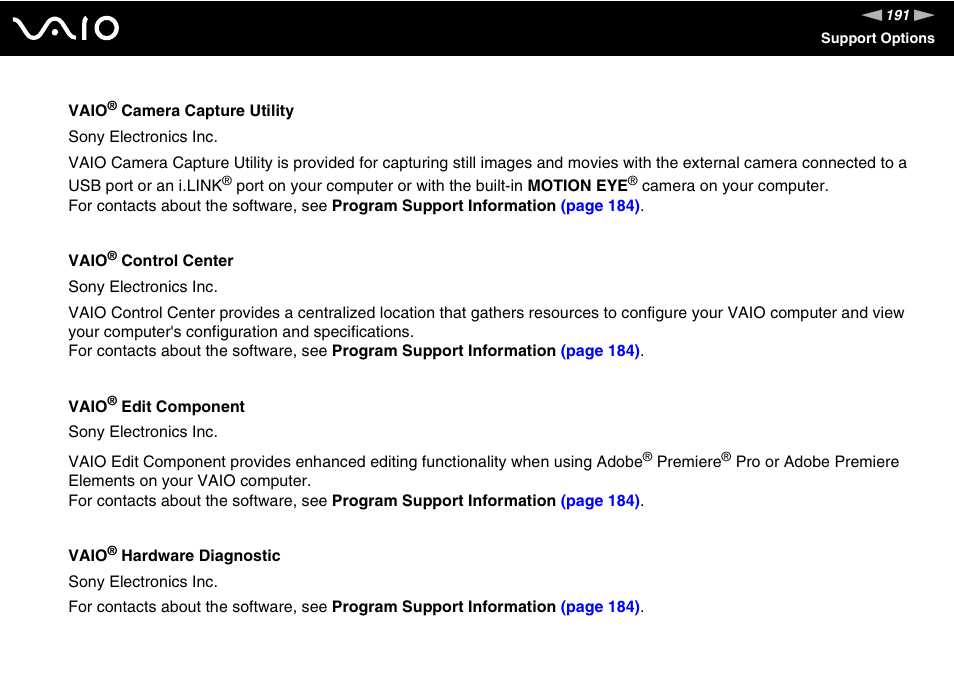 Sony VAIO V G C - LT 2 0 User Manual | Page 191 / 197