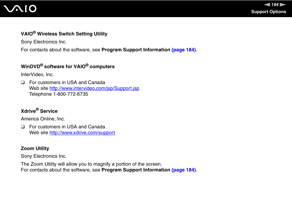 Sony VAIO V G C - LT 2 0 User Manual | Page 194 / 197