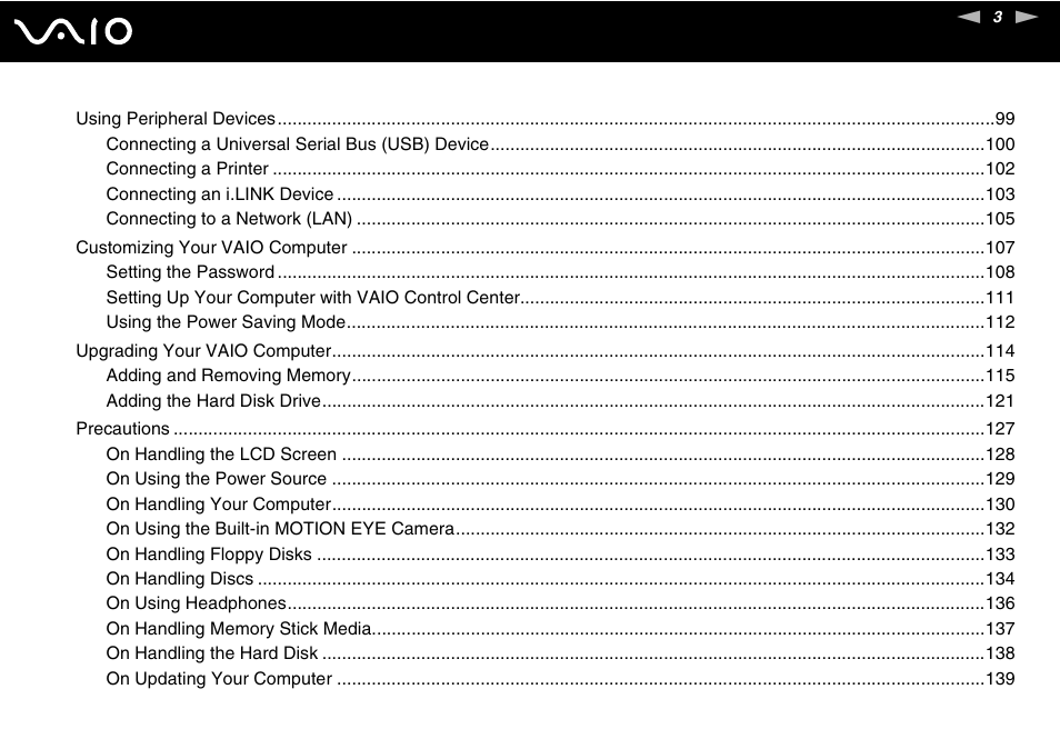 Sony VAIO V G C - LT 2 0 User Manual | Page 3 / 197