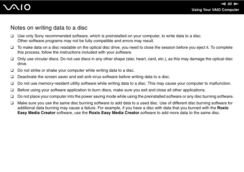 Sony VAIO V G C - LT 2 0 User Manual | Page 50 / 197