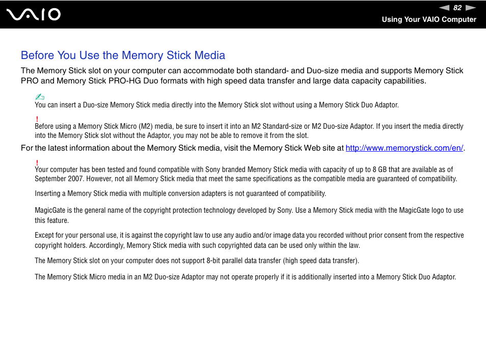 Sony VAIO V G C - LT 2 0 User Manual | Page 82 / 197