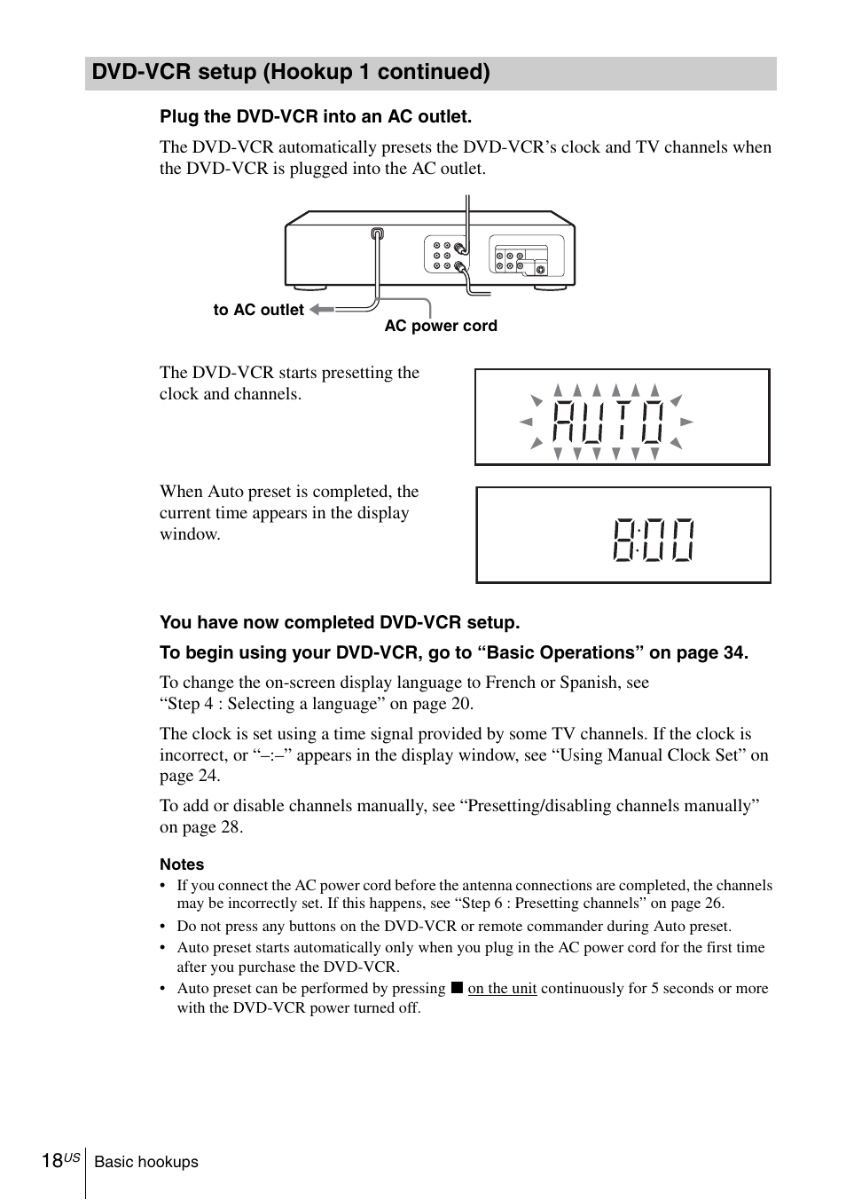 Dvd-vcr setup (hookup 1 continued) | Sony SLV-D370P User Manual | Page 18 / 132