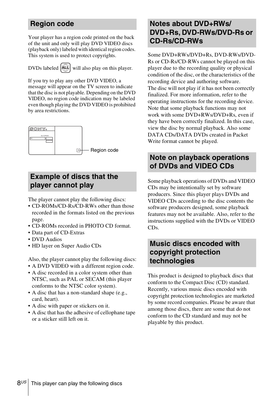 Sony SLV-D370P User Manual | Page 8 / 132