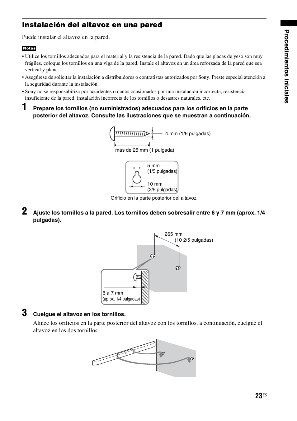 Instalación del altavoz en una pared | Sony HT-CT350 User Manual | Page 139 / 180