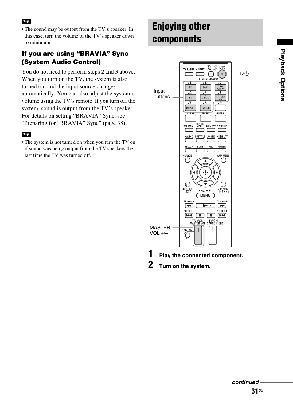 Enjoying other components | Sony HT-CT350 User Manual | Page 31 / 180