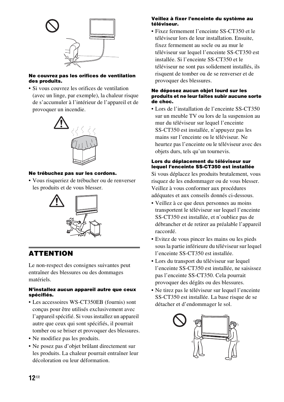 Attention | Sony HT-CT350 User Manual | Page 68 / 180