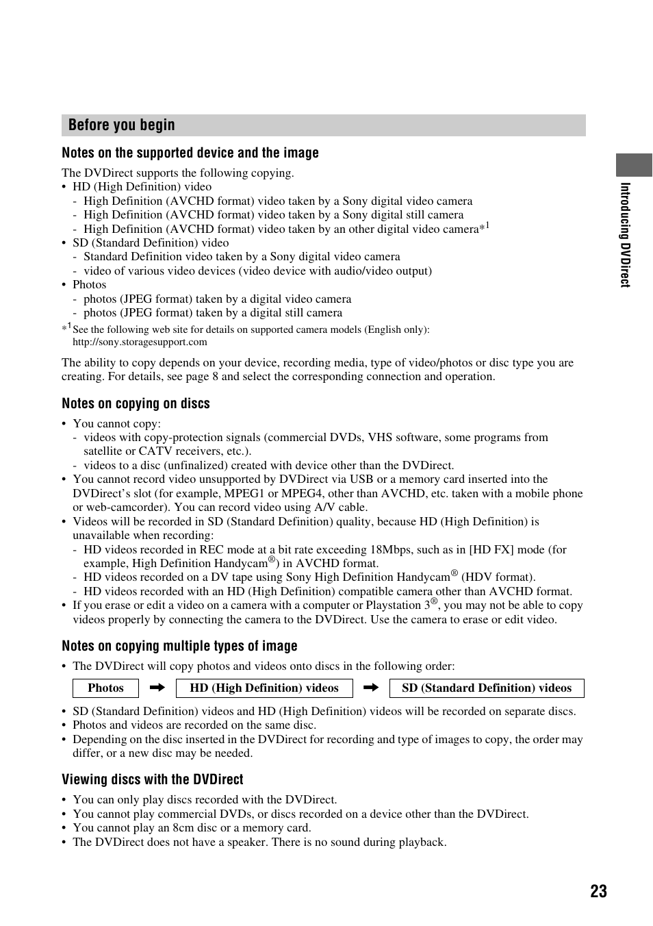 Before you begin | Sony VRD-MC10 User Manual | Page 23 / 84