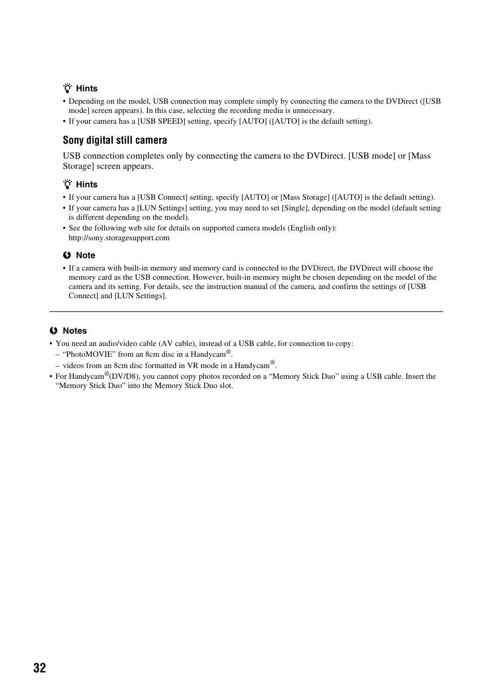 Sony digital still camera | Sony VRD-MC10 User Manual | Page 32 / 84