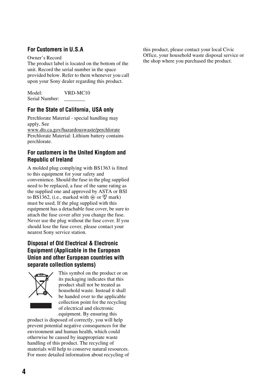 Sony VRD-MC10 User Manual | Page 4 / 84