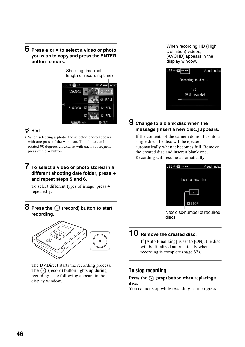 Sony VRD-MC10 User Manual | Page 46 / 84