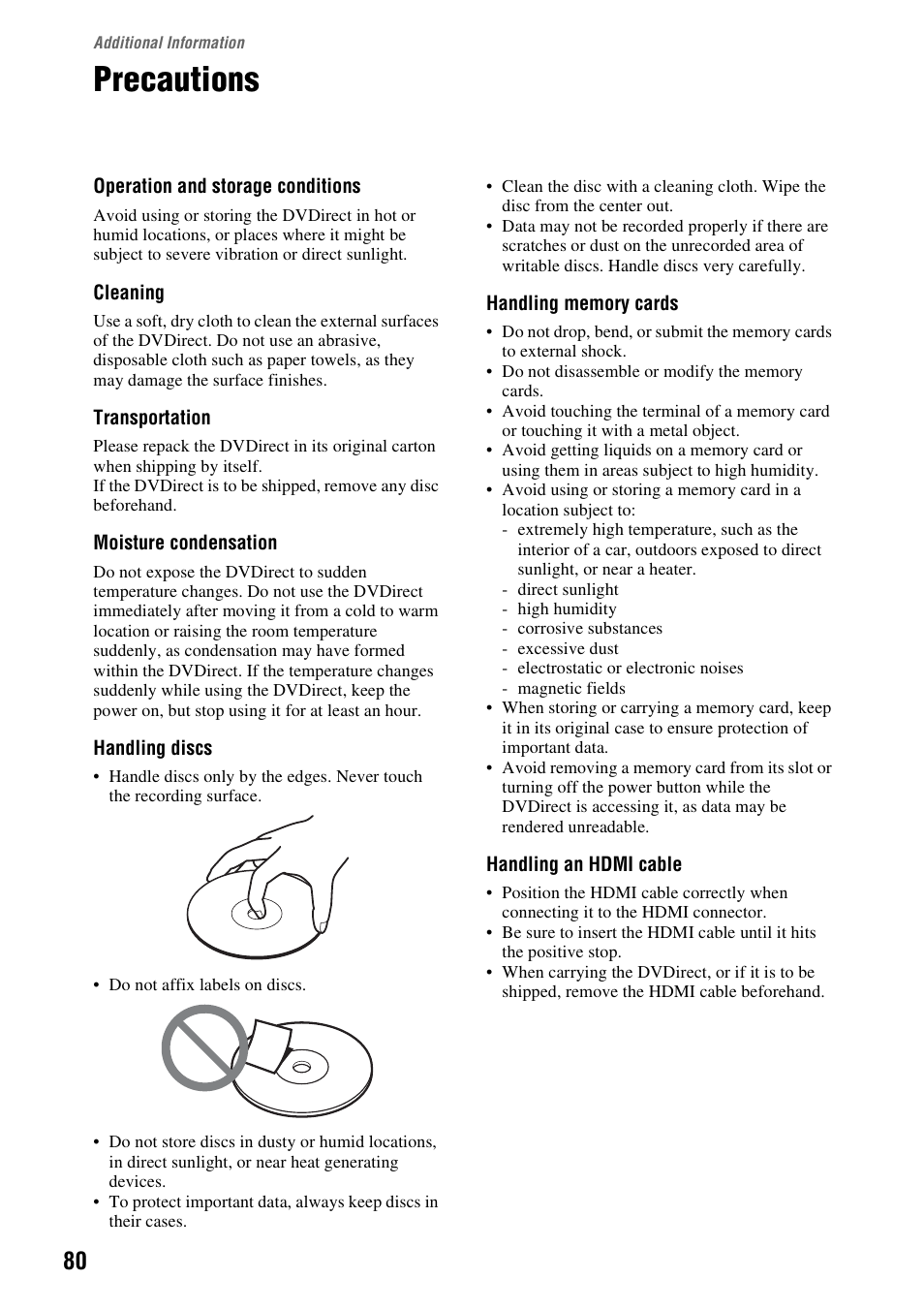 Additional information, Precautions | Sony VRD-MC10 User Manual | Page 80 / 84
