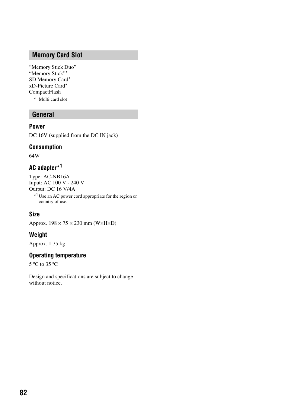 General | Sony VRD-MC10 User Manual | Page 82 / 84