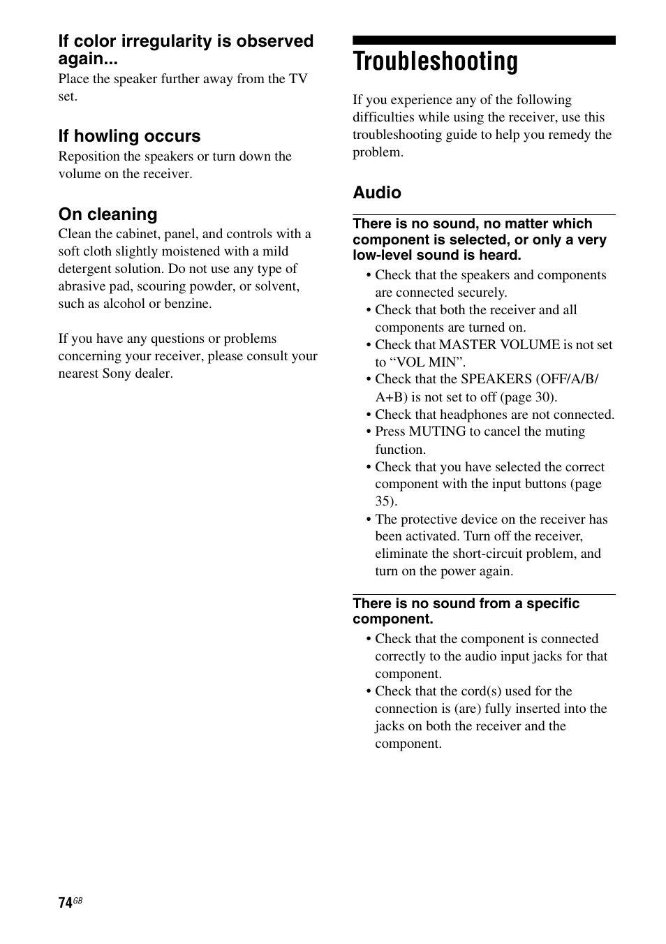 Troubleshooting | Sony HT-DDW890 User Manual | Page 74 / 80